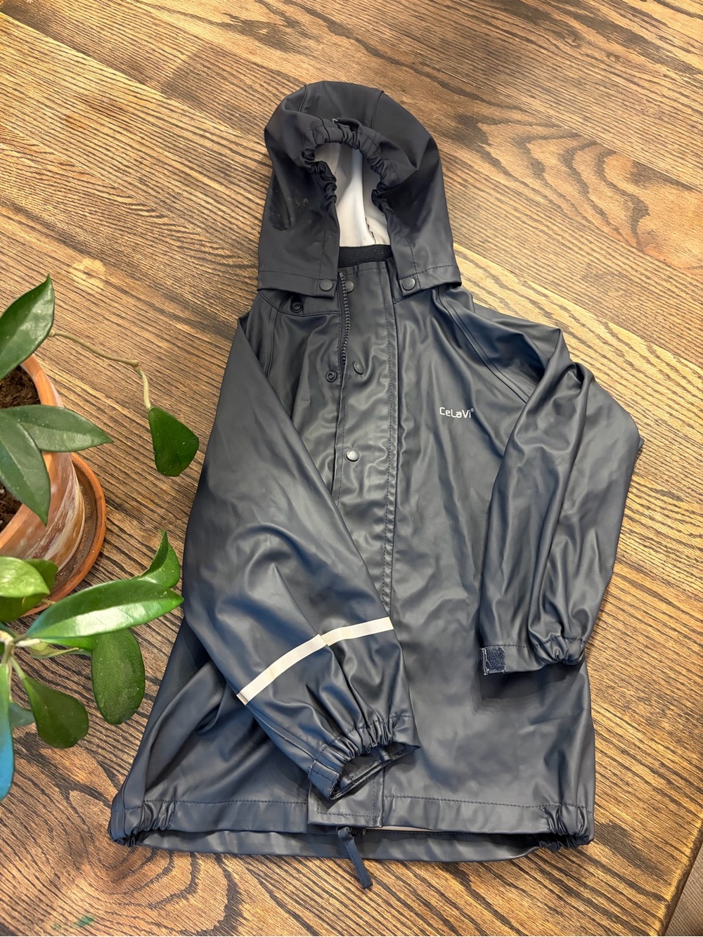 LeLavi Kids' Navy Hooded Raincoat with Reflective Trim